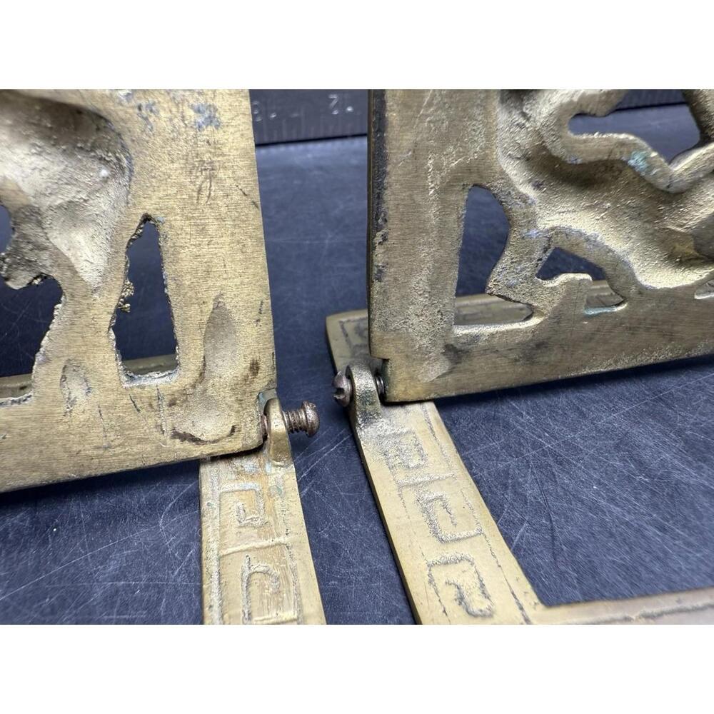 Vintage Pair BRASS COLLAPSIBLE HORSE BOOKENDS, 6 3/4" X 4 1/8" - Picture 12 of 15